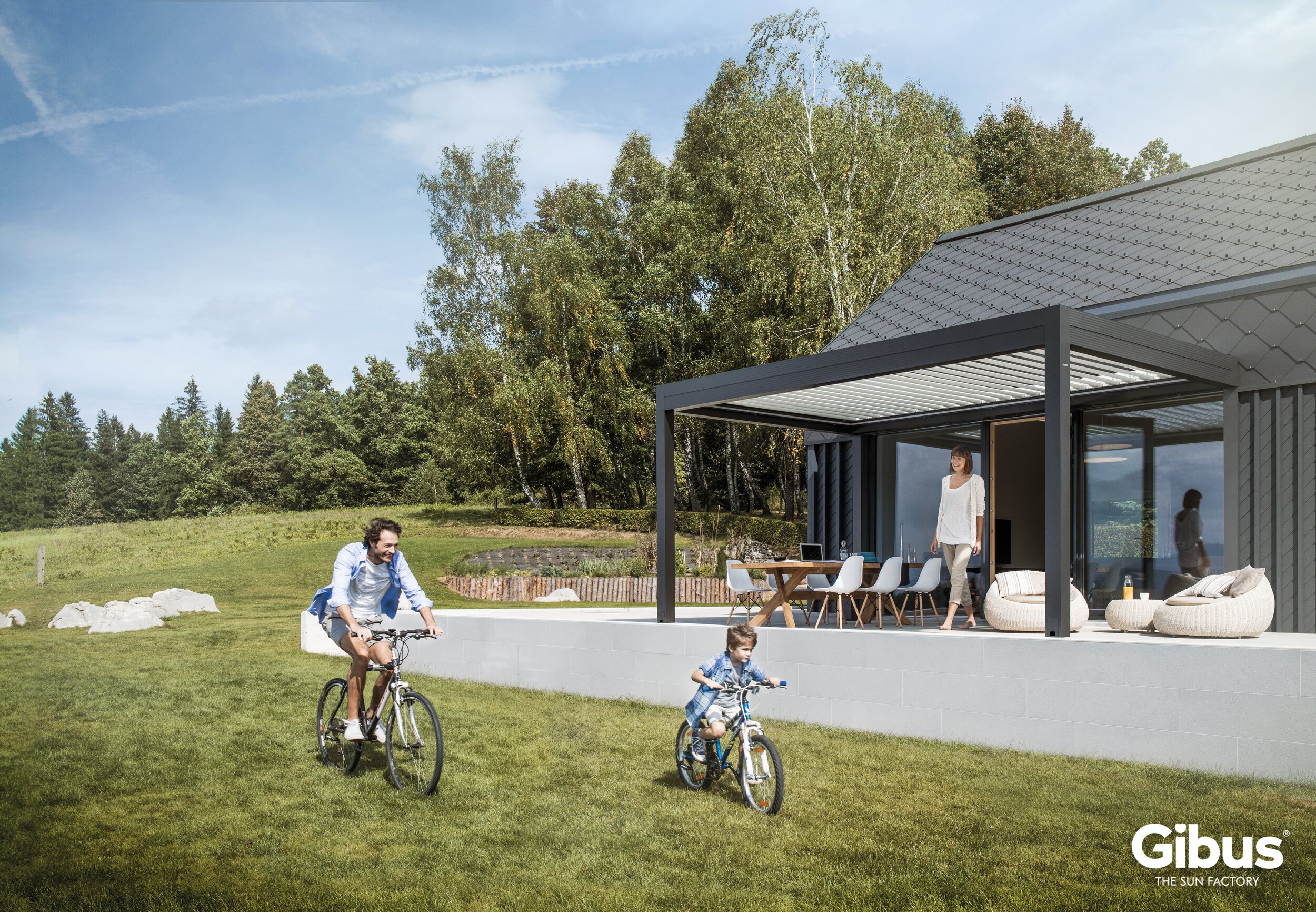 Designová pergola Gibus Twist s integrovaným LED osvětlením