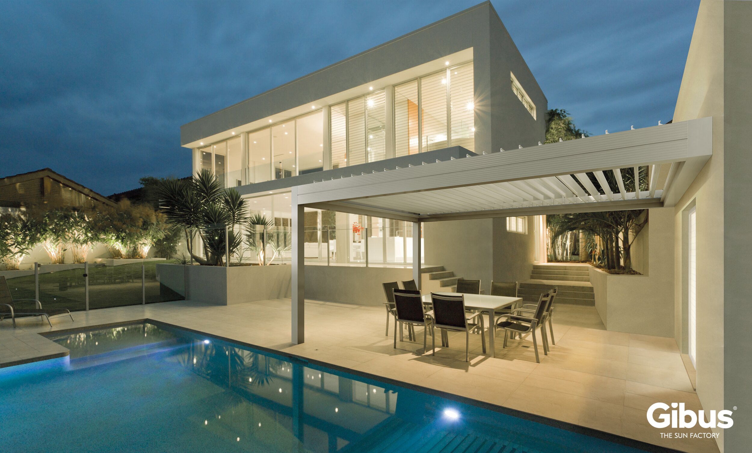 Bioklimatická pergola Gibus Twist s hliníkovými lamelami